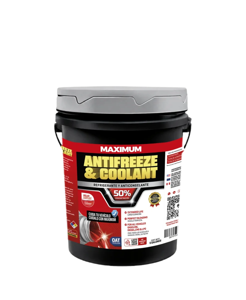 Refrigerante Maximum Antifreeze & Coolant OAT 50% Rojo Reflex – 5 Galones