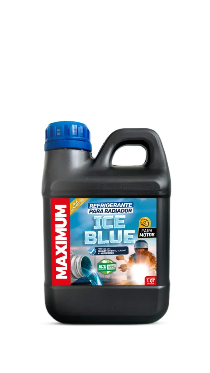 Refrigerante para Motos Maximum ICE Blue No Contiene Etilenglicol – 1/4 Galón