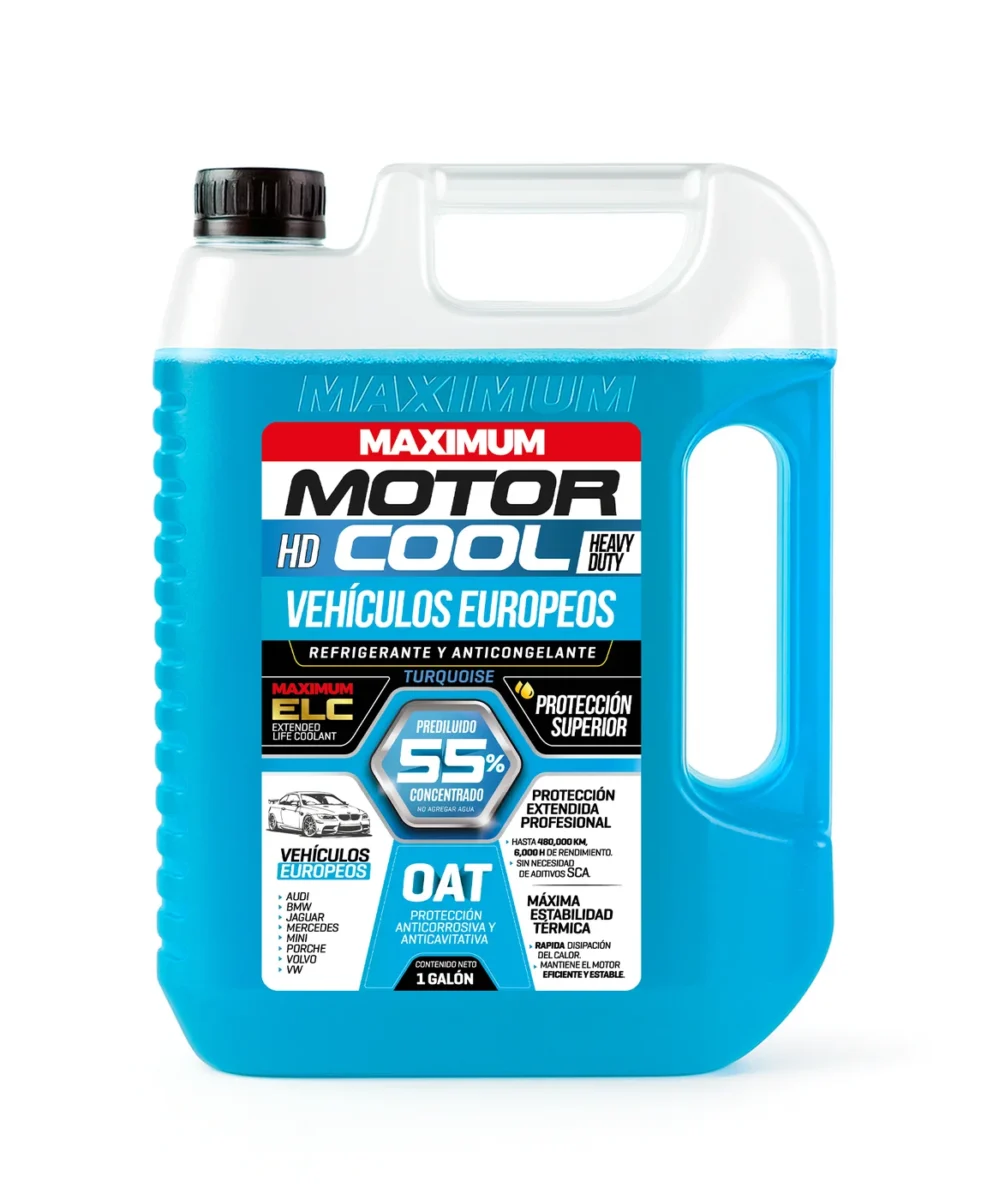 Refrigerante Maximum Motor Cool HD OAT 55/45 Turquesa para Vehículos Europeos