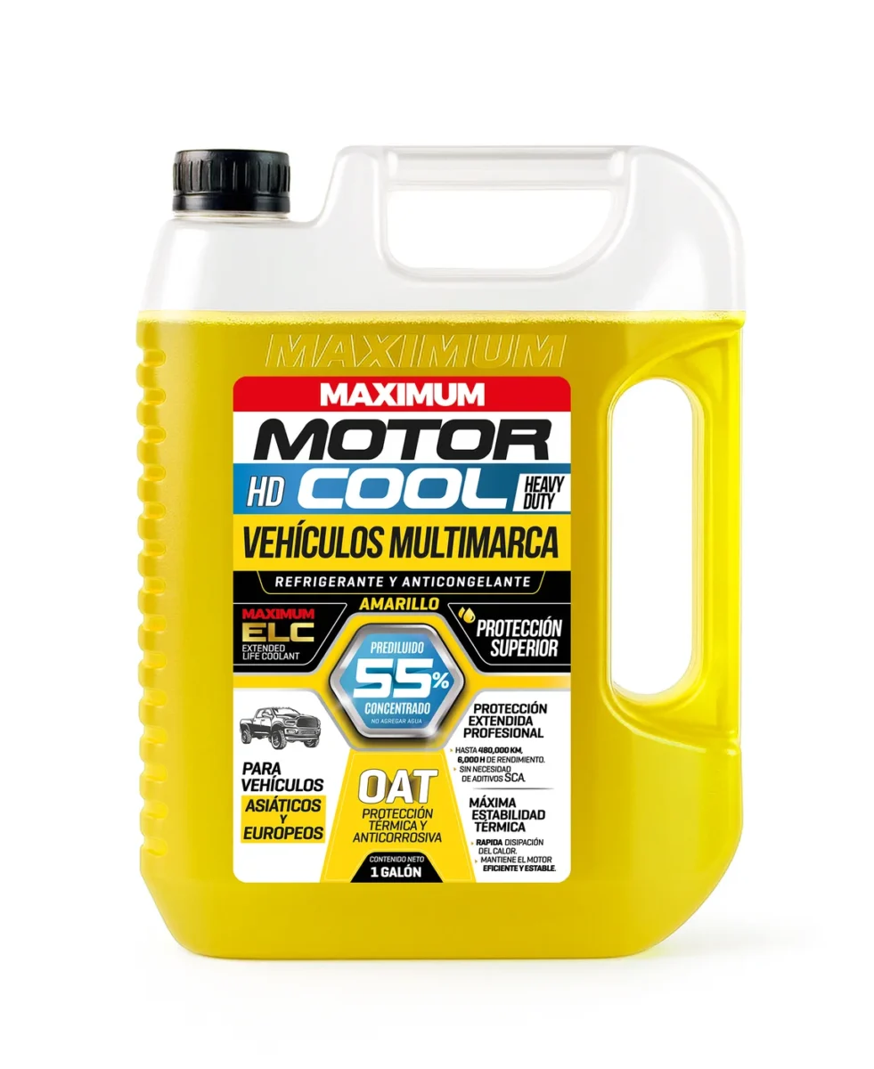 Refrigerante Maximum Motor Cool HD OAT 55/45 Amarillo para Vehículos Multimarca
