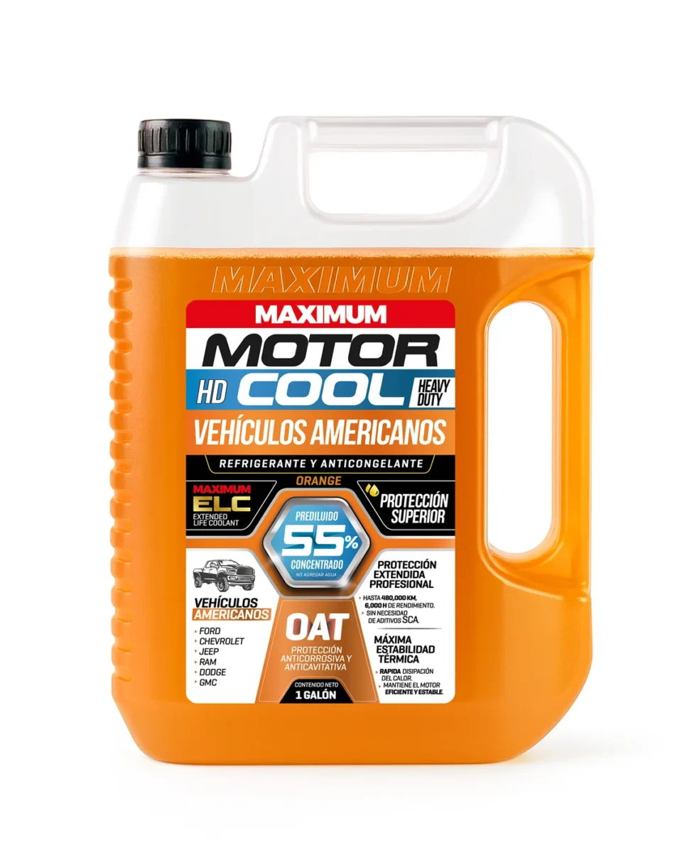 Refrigerante Maximum Motor Cool HD OAT 55/45 Naranja para Vehículos Americanos