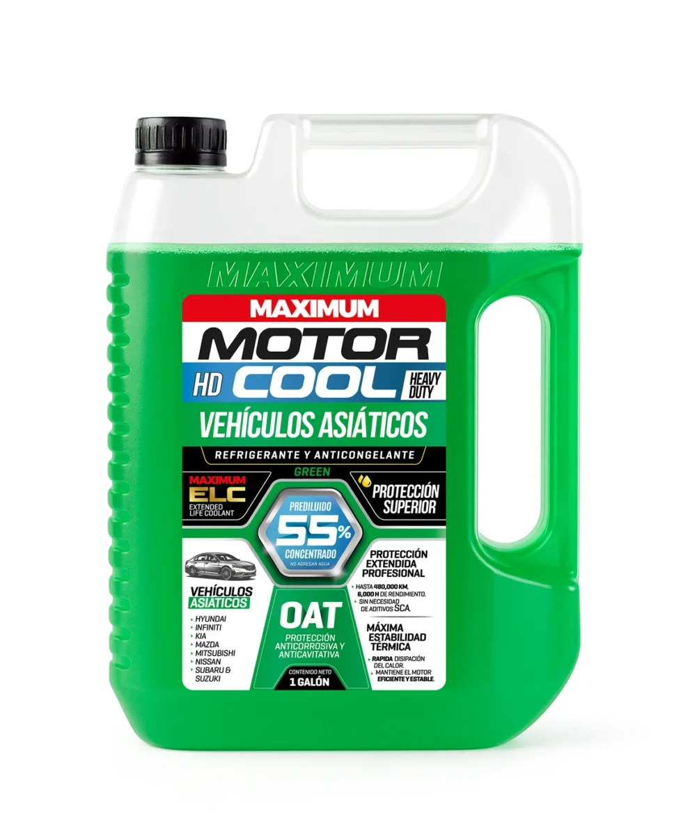 Refrigerante Maximum Motor Cool HD OAT 55/45 Verde para Vehículos Asiáticos