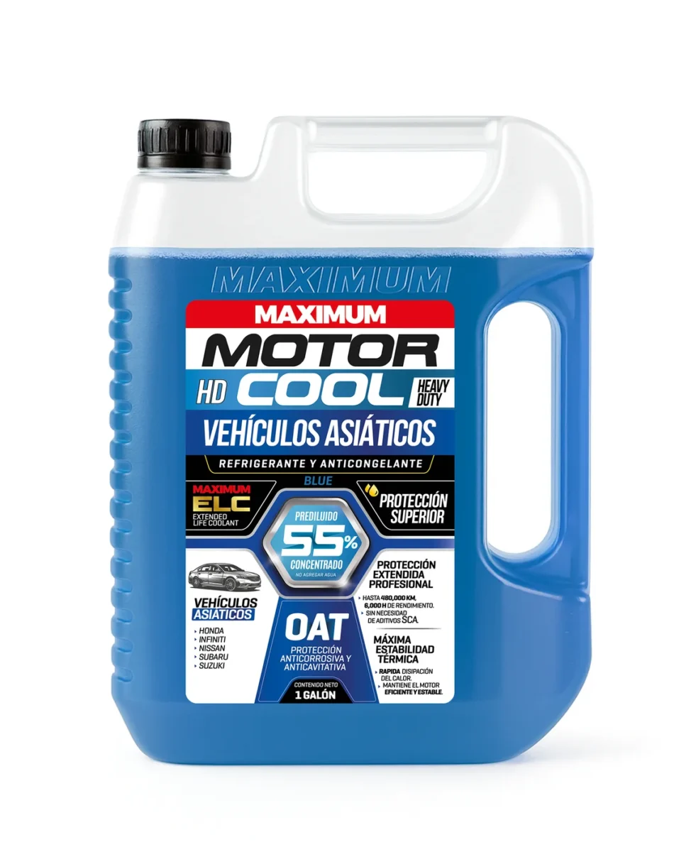 Refrigerante Maximum Motor Cool HD OAT 55/45 Azul para Vehículos Asiáticos