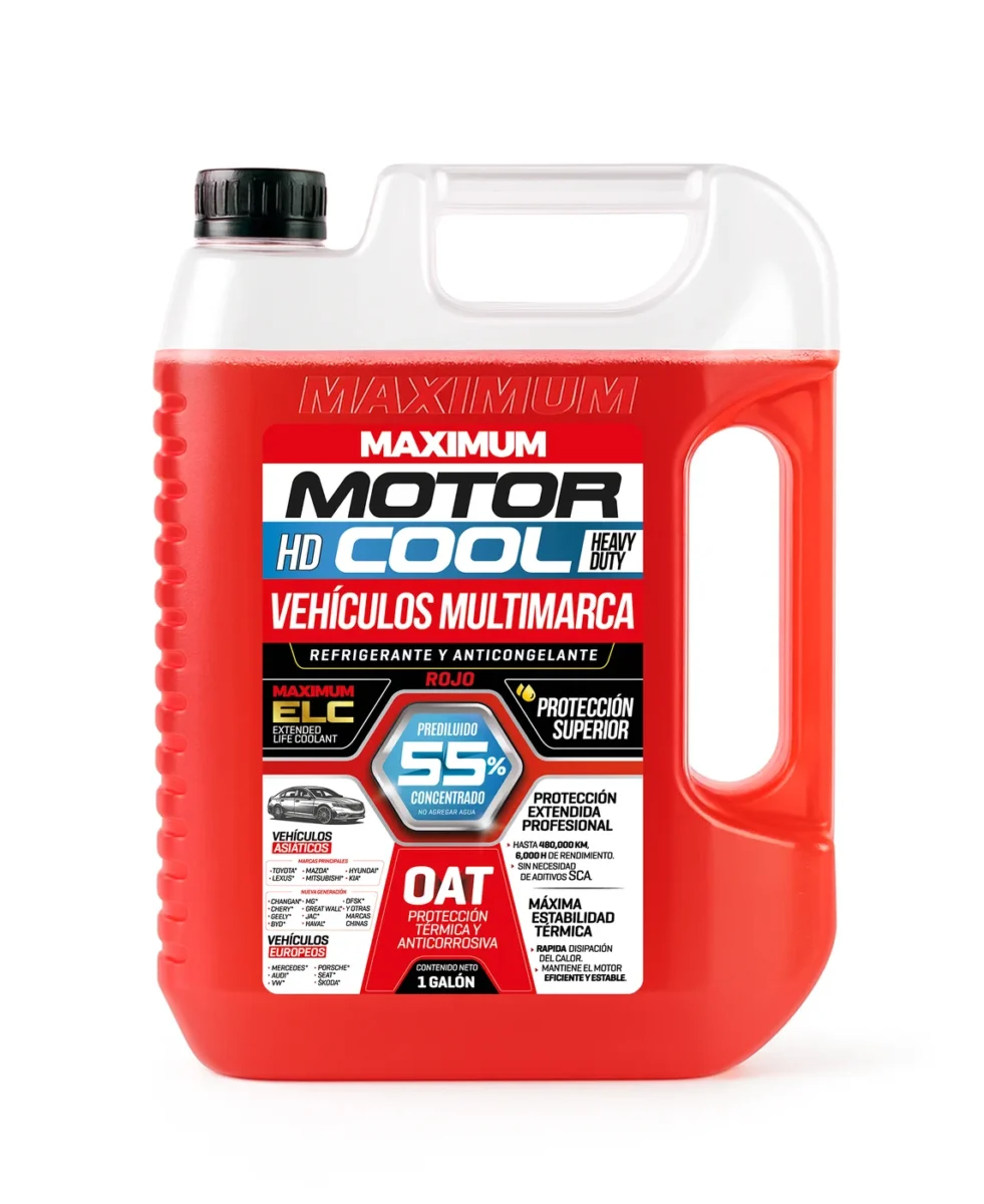Refrigerante Maximum Motor Cool HD OAT 55/45 Rojo para Vehículos Multimarca